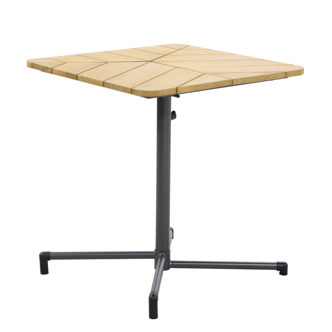 Klappbord ute Blomst 70x70 cm stål/teak sett forfra