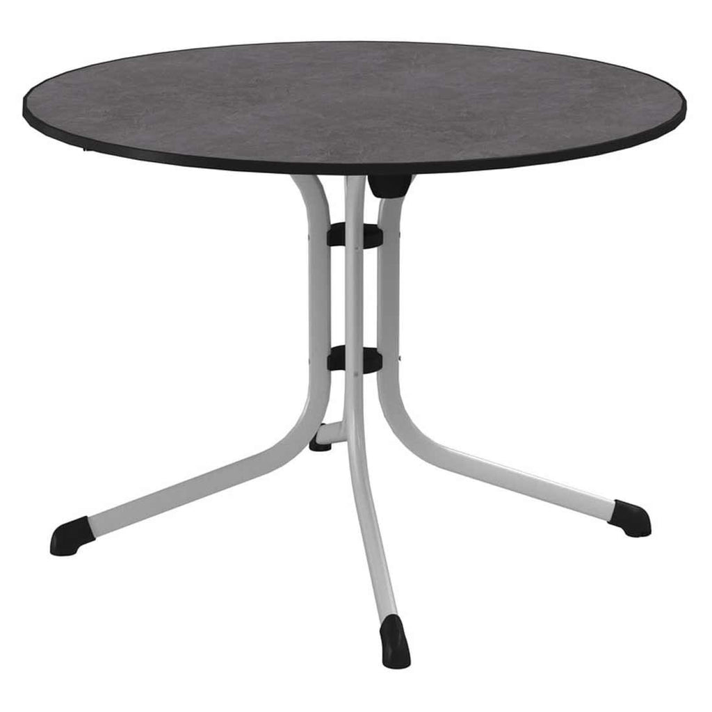 Klappbord ute Boulevard Ø100 cm stål/Vivodur grafitt forfra