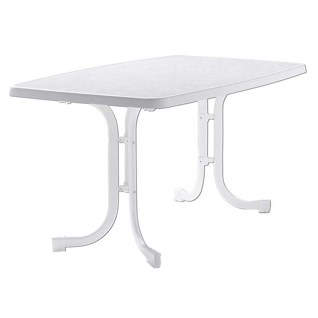 Klappbord ute Boulevard 150x90cm stål/Mecalit hvit forfra