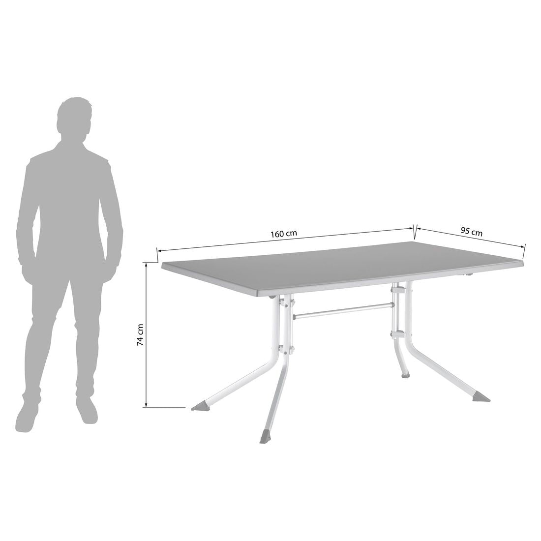 Klappbord ute Boulevard 160x95 cm aluminium Kettalux bakside