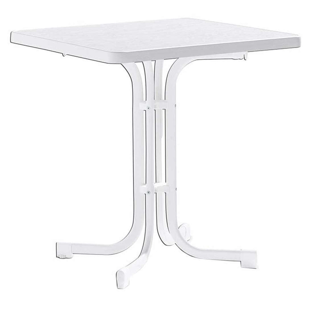 Klappbord ute Boulevard 70x70cm stål HPL hvit forfra