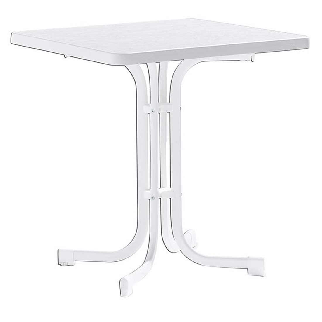 Klappbord ute Boulevard 70x70cm stål HPL hvit forfra