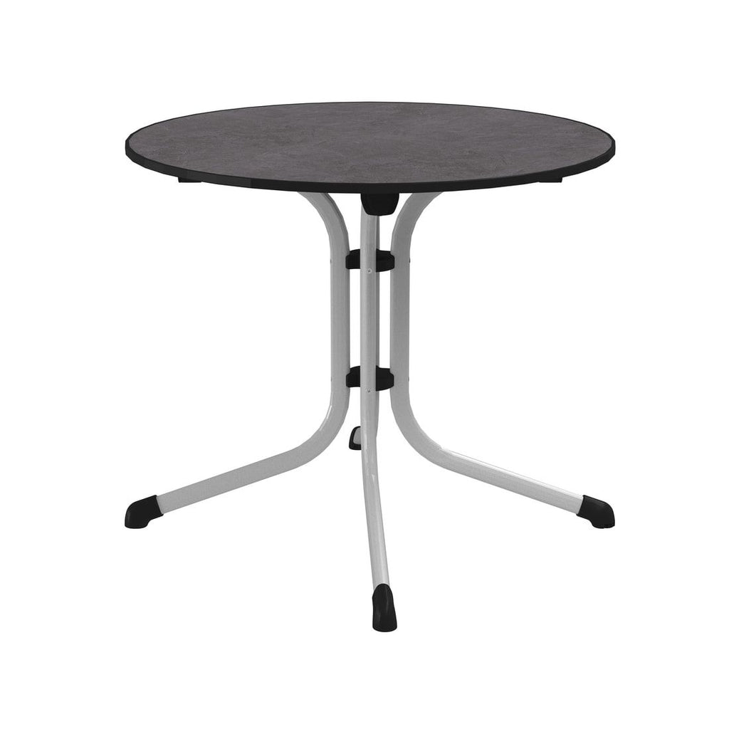 Klappbord ute Boulevard Ø85 cm stål/Vivodur grafitt forfra
