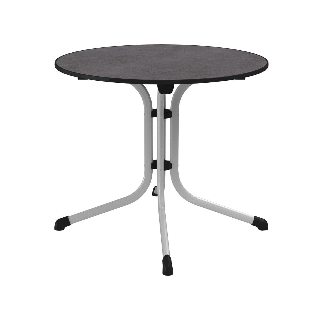 Klappbord ute Boulevard Ø85 cm stål/Vivodur grafitt forfra