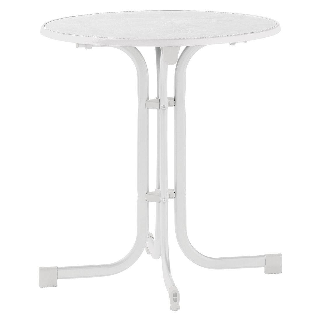 Klappbord ute Boulevard Ø70cm stål HPL hvit marmor fra Sieger