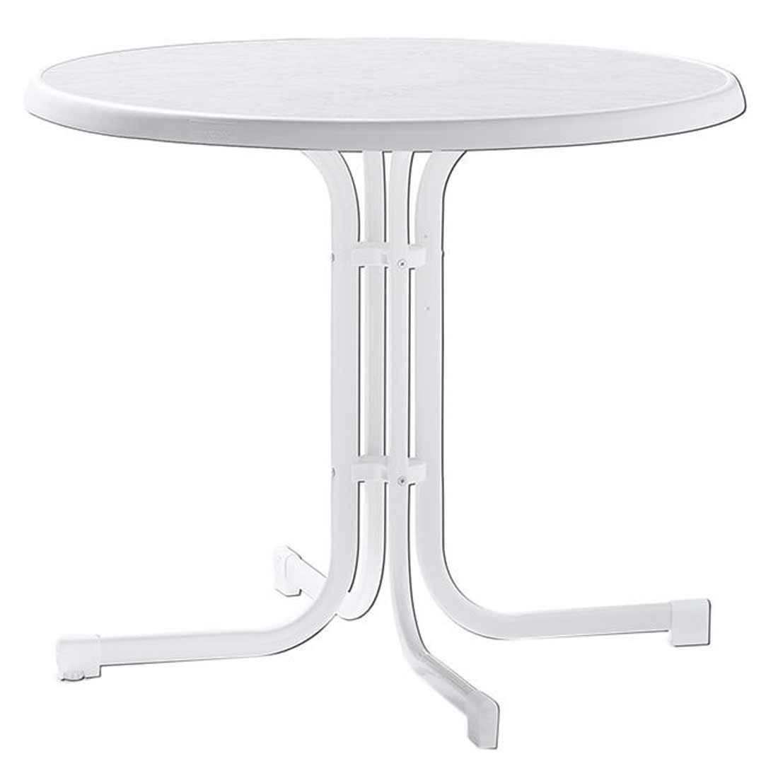 Klappbord ute Boulevard Ø86cm stål/HPL hvit - Sieger forfra