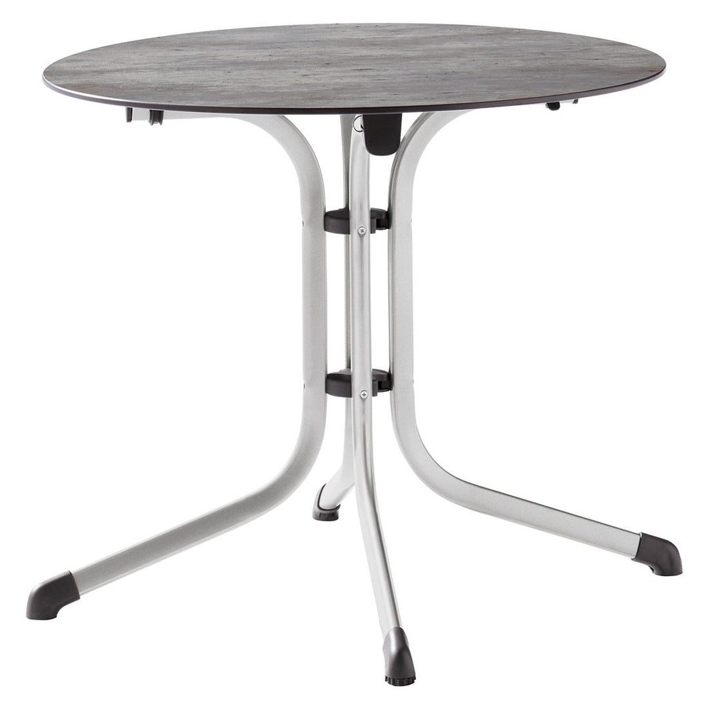 Klappbord ute Boulevard Ø85cm stål/laminat lys betong forside
