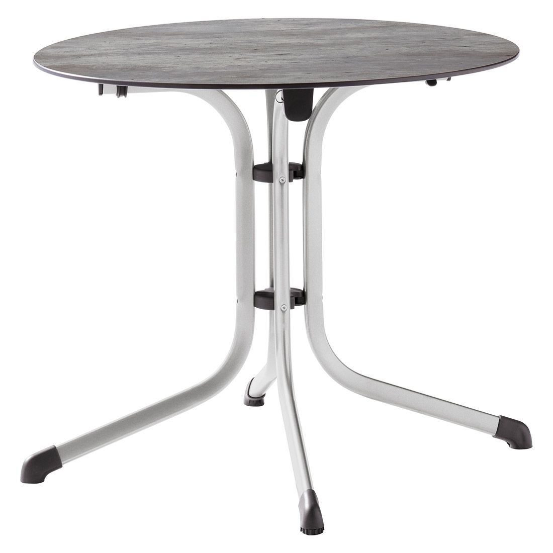 Klappbord ute Boulevard Ø85cm stål/laminat lys betong forside