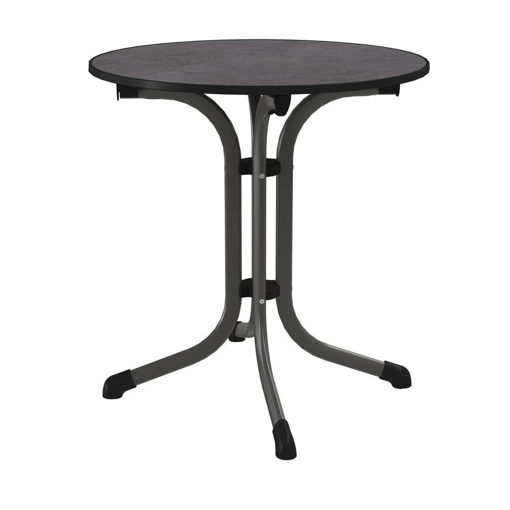 Klappbord ute Boulevard Ø68cm stål jerngrå forfra
