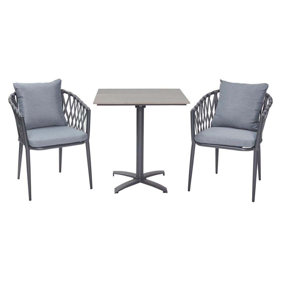 Klappbord ute Diwo aluminium/sinterstein 70x70 cm i bruk utendørs