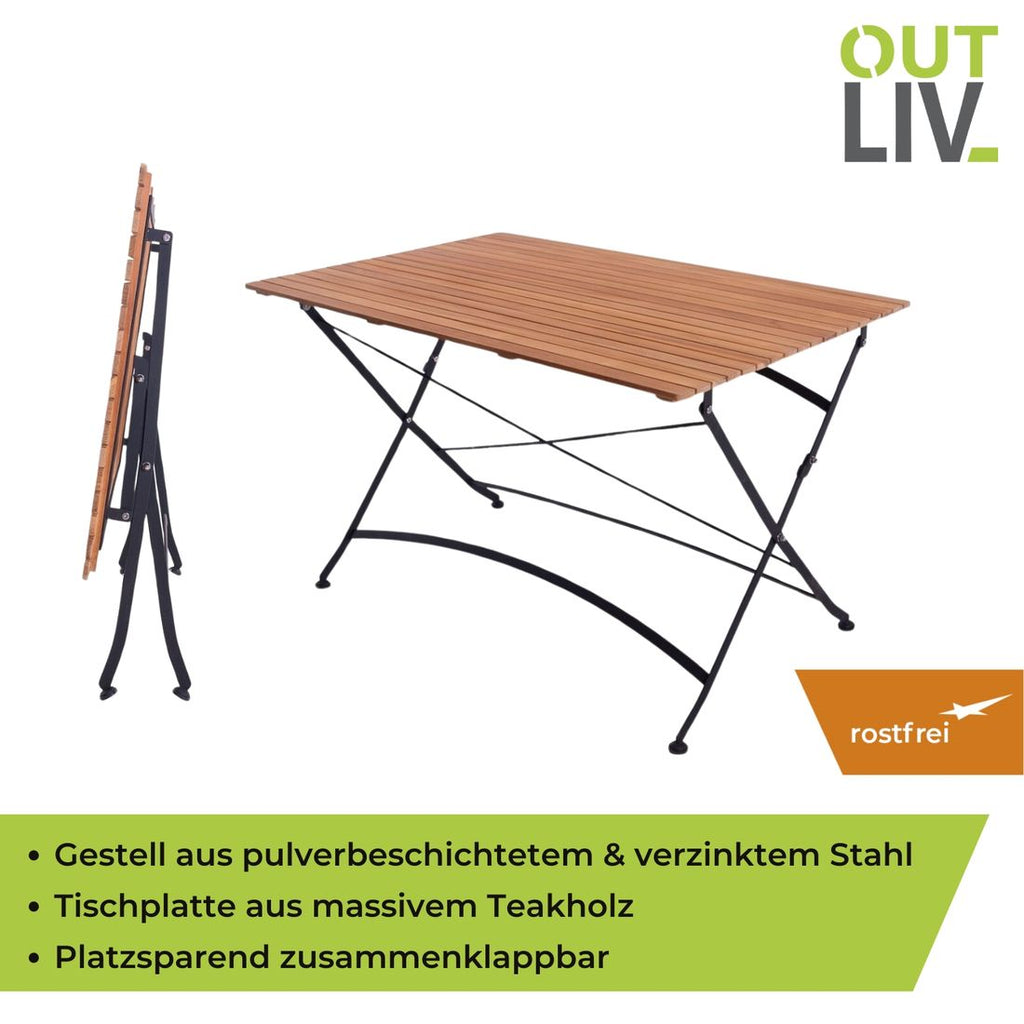 Oversikt av Klappbord ute Lindau 120x80cm stål/teak