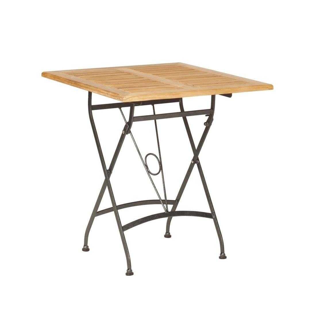 Klappbord ute Lindau 70x70 cm smijern/teak vist fra siden
