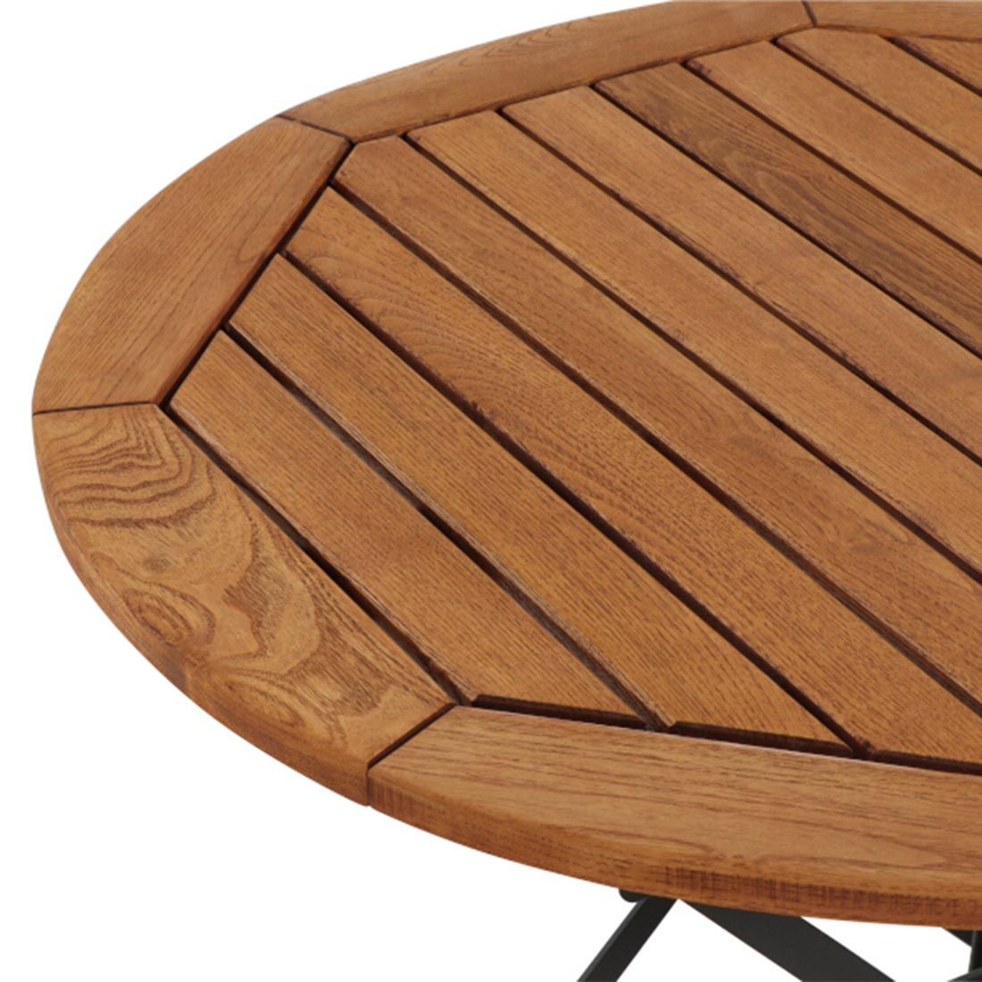 Montert Klappbord ute Peru III Ø85 cm stål/robinie på terrasse