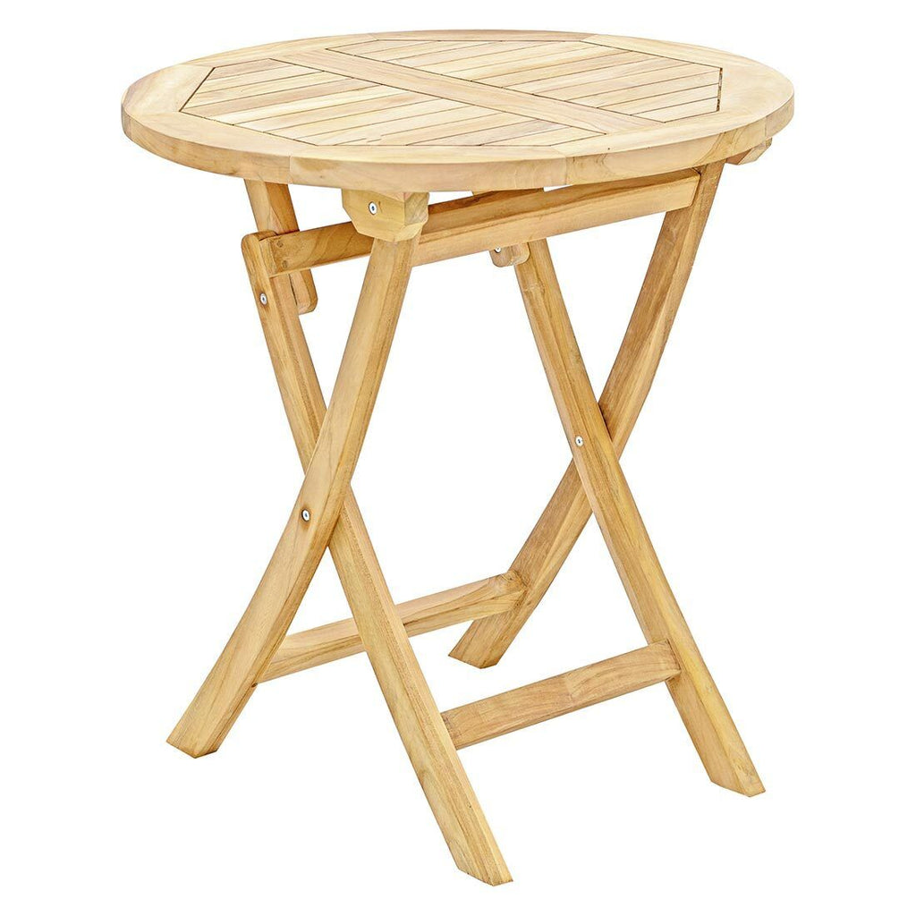 Klappbord ute Portland teak Ø70 cm forfra
