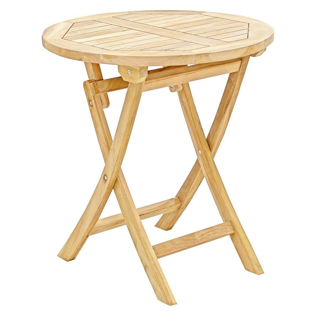 Klappbord ute Portland teak Ø70 cm forfra