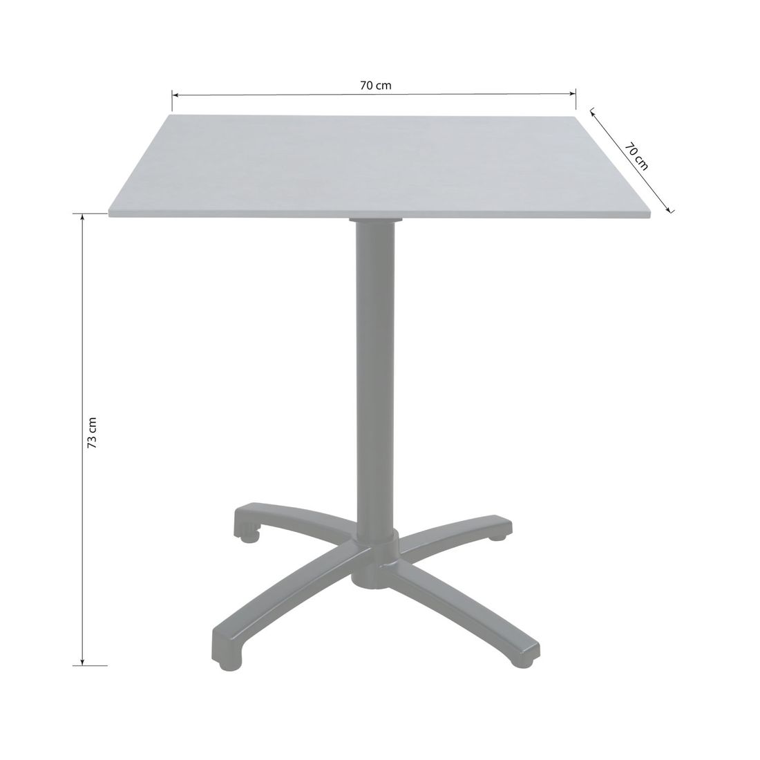 Klappbord ute Salvador 70x70 cm aluminium/keramikk bakside