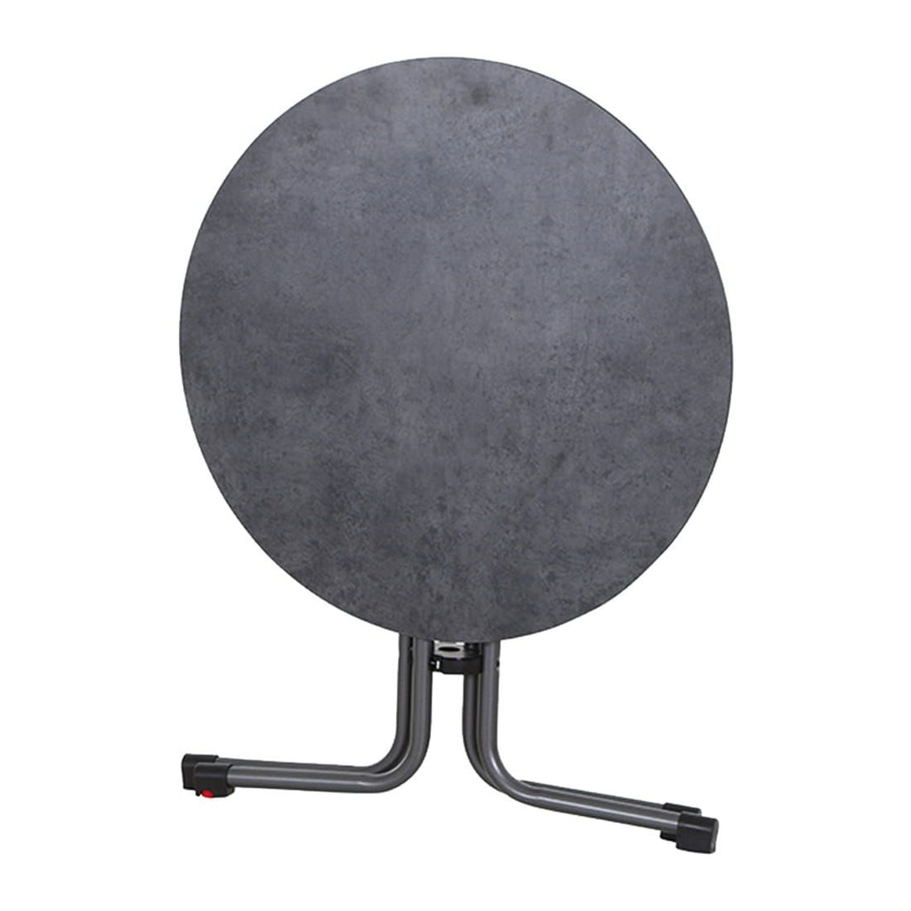 Klappbord ute Sola Ø80cm stål HPL antrasitt detalj av bordplate