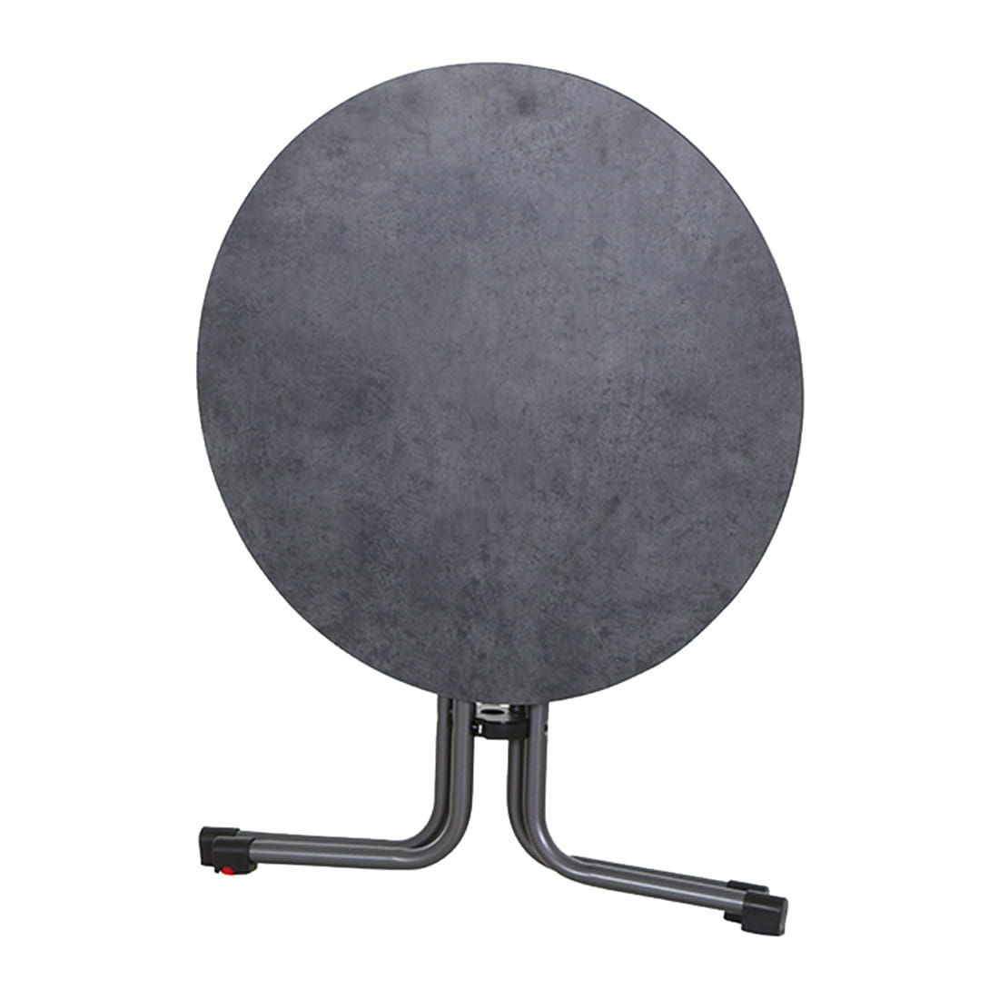 Klappbord ute Sola Ø80cm stål HPL antrasitt detalj av bordplate
