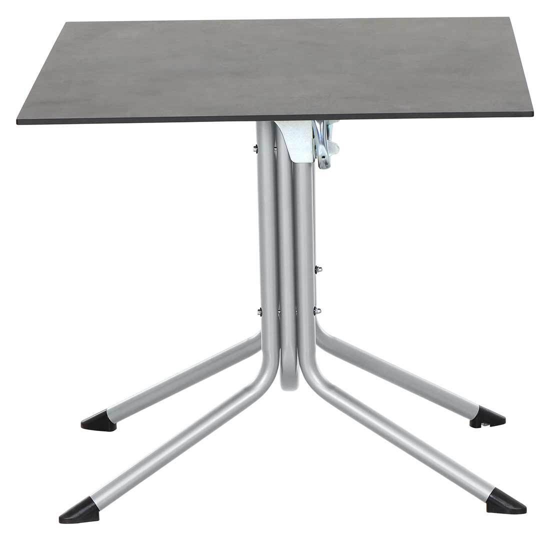 Klappbord ute Sola 80x80 cm stål HPL nærbilde bordplate