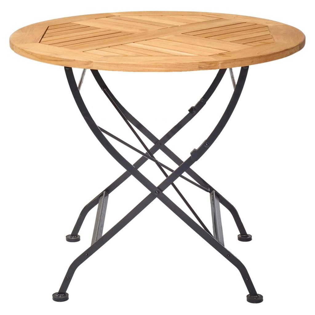 Klappbord Wimbledon Ø90cm stål/teak bakside