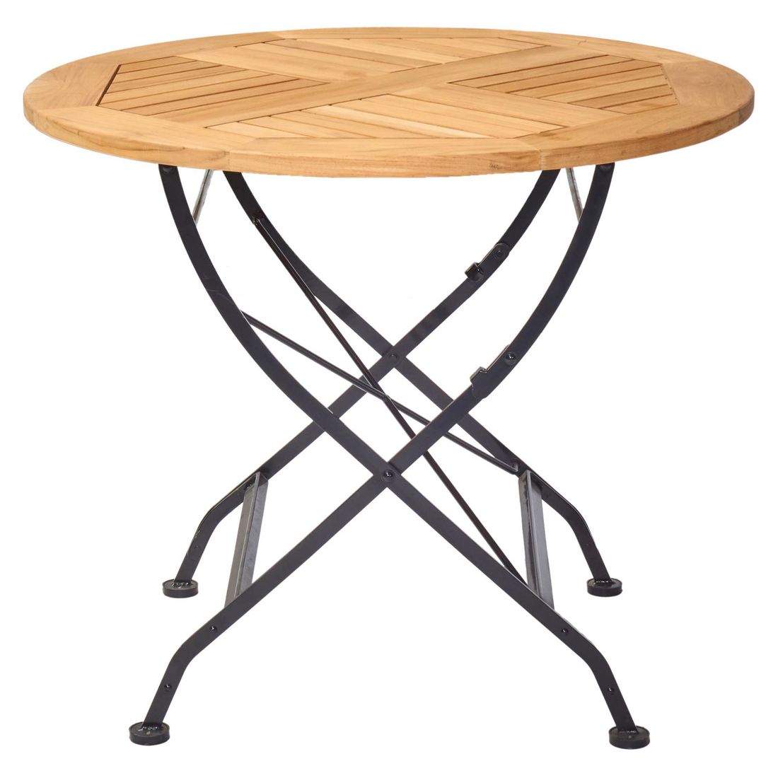 Klappbord Wimbledon Ø90cm stål/teak bakside