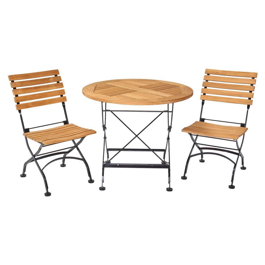 Klappbord Wimbledon Ø90cm stål/teak sammenlagt