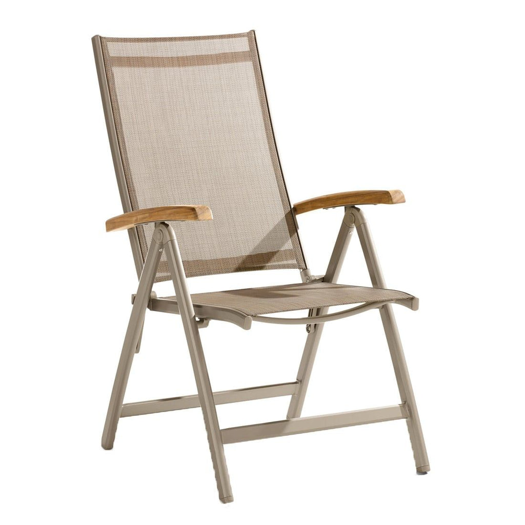 Klappstol ute Cadiz aluminium/textilen champagne/natur fra Sieger foran