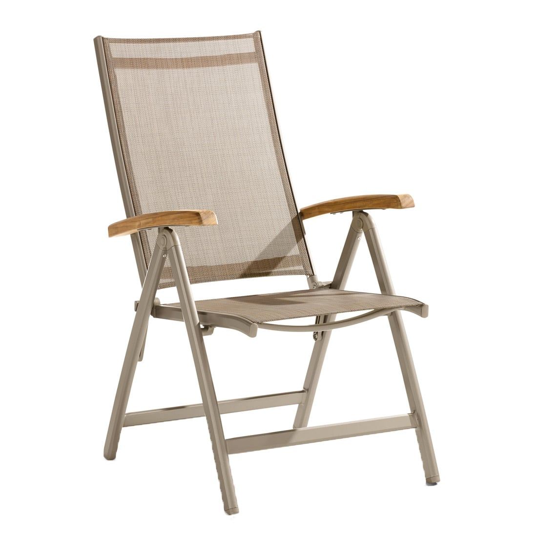 Klappstol ute Cadiz aluminium/textilen champagne/natur fra Sieger foran