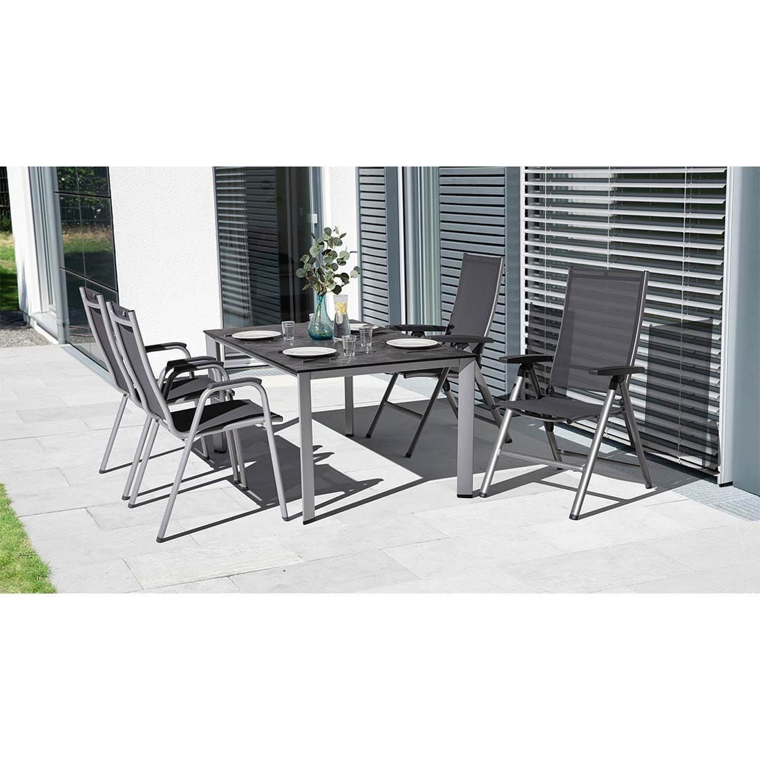 Sideprofil av Klappstol ute Cirrus Silver Line aluminium/textilen - Kettler