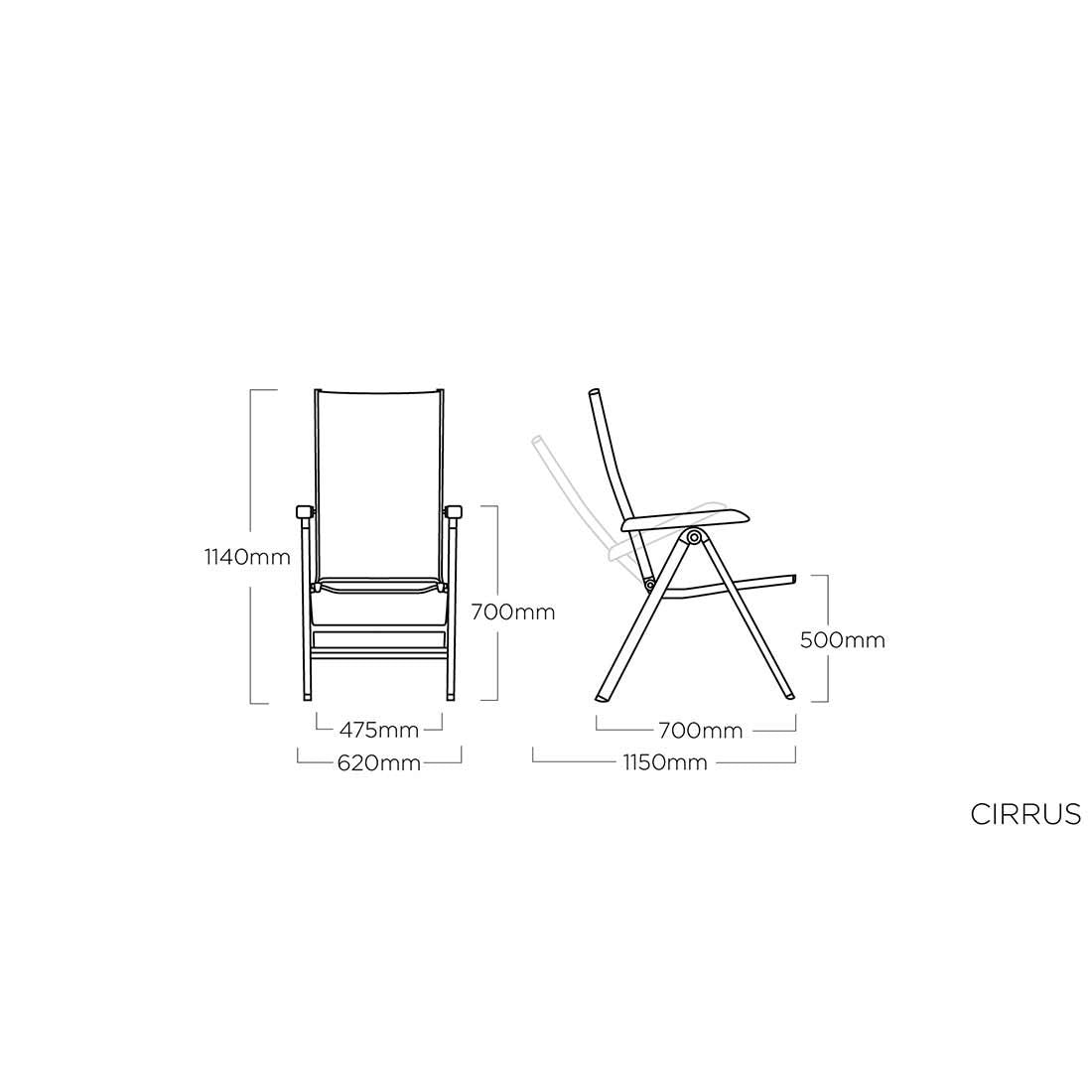 Klappstol ute Cirrus Silver Line aluminium/textilen - Kettler foldet sammen