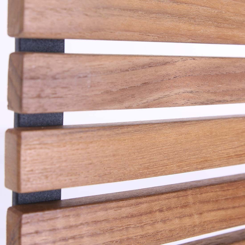 Sidevisning av Klappstol ute Lindau stål/teak 46x53,5 cm - OUTLIV