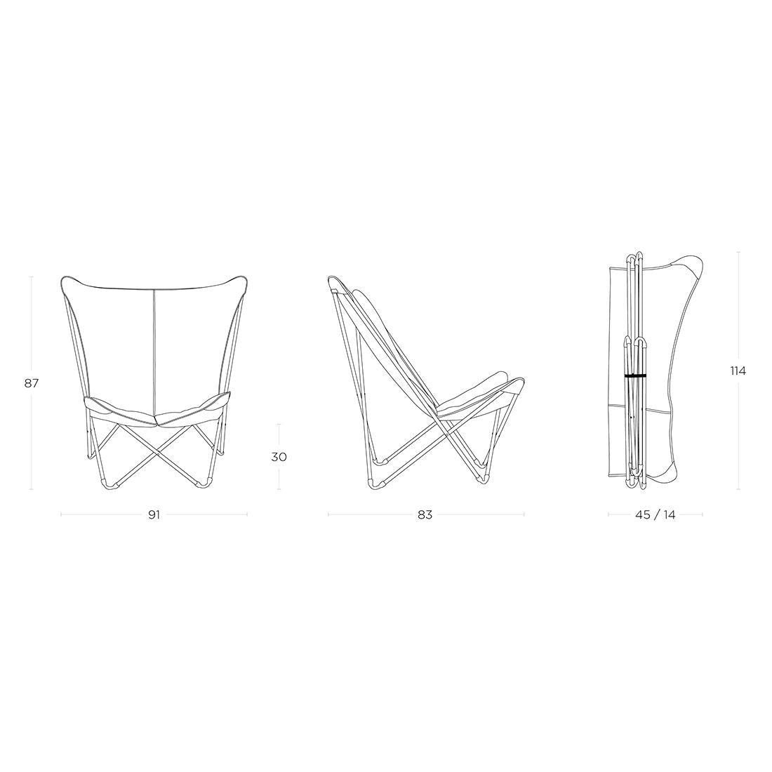 Klappstol Pop Up XL stål/BeComfort foldet sammen