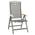 Klappstol ute Raffaelo aluminium/textilen med teak forfra