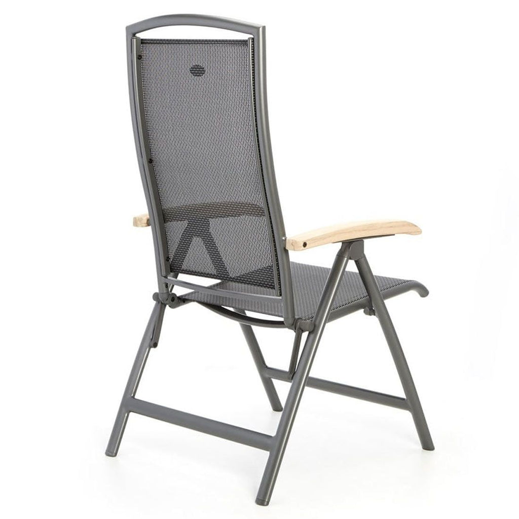 Klappstol ute Raffaelo aluminium/textilen med teak bakside