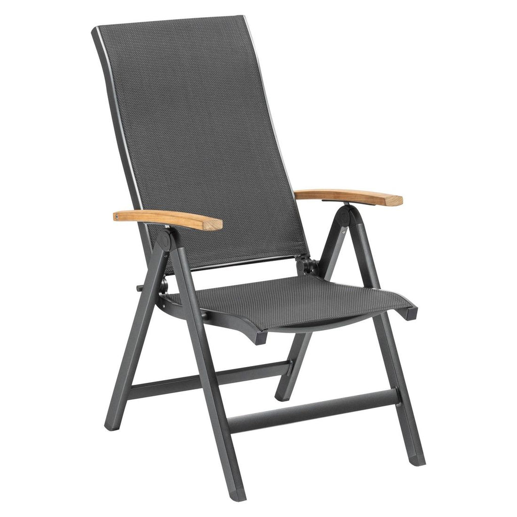 Klappstol ute Sleek aluminium/textilen regulerbar rygg forfra