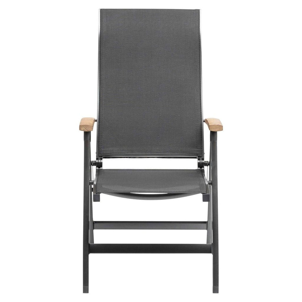 Montert Klappstol ute Sleek aluminium/textilen regulerbar rygg på terrasse