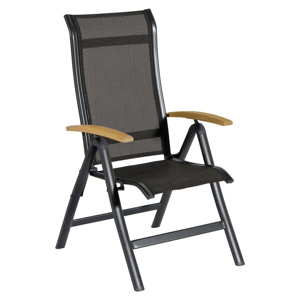 Klappstol ute Alice aluminium/textilen med teak - Hartman forfra