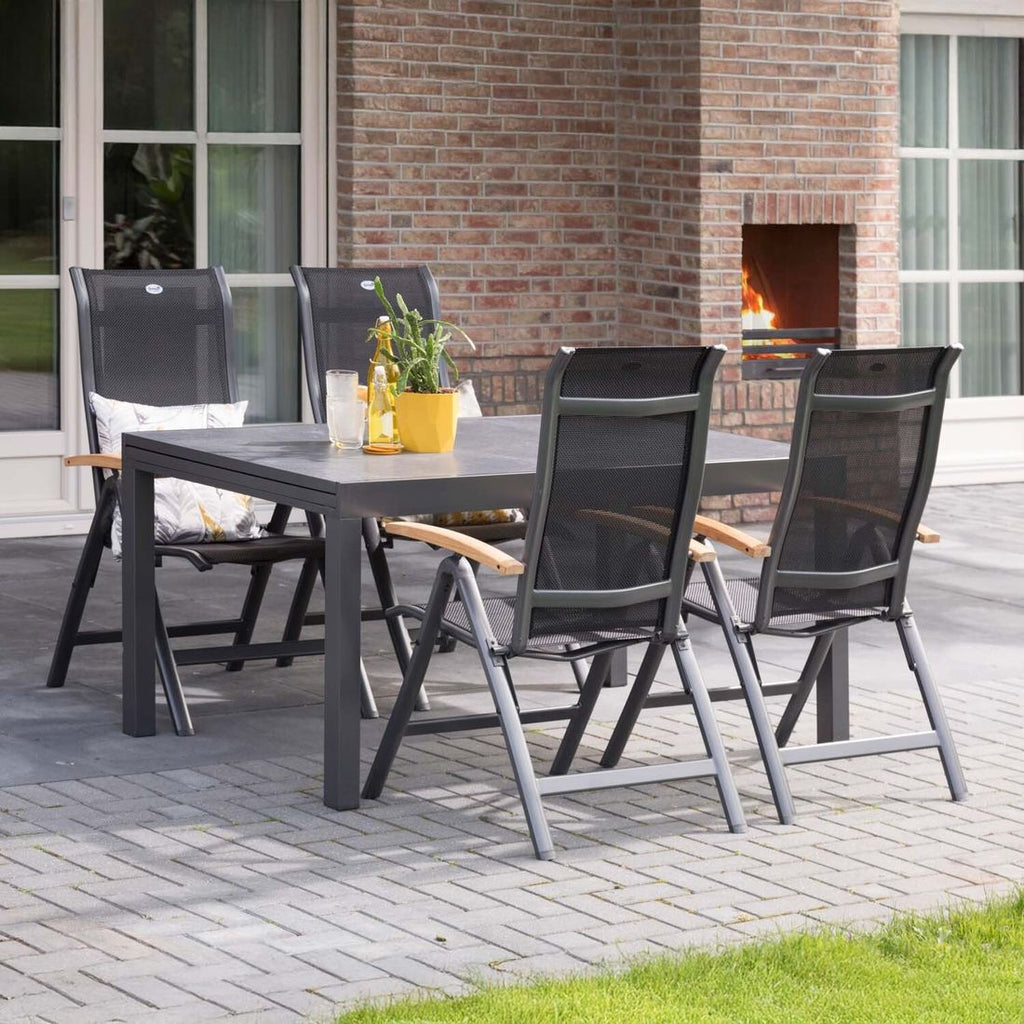 Sammenlagt Klappstol ute Alice aluminium/textilen med teak - Hartman