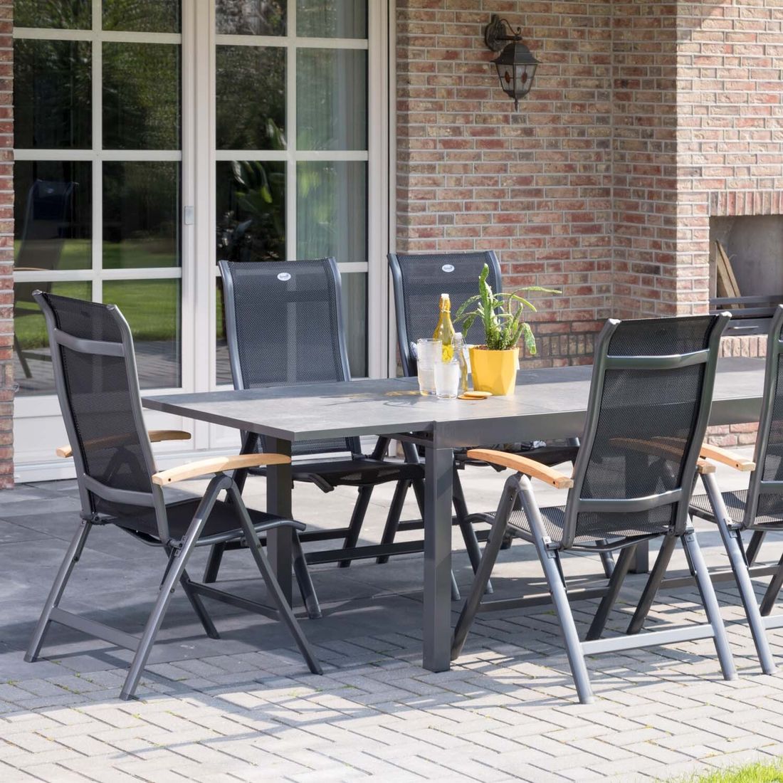 Armstøtte i teak på Klappstol ute Alice aluminium/textilen med teak - Hartman