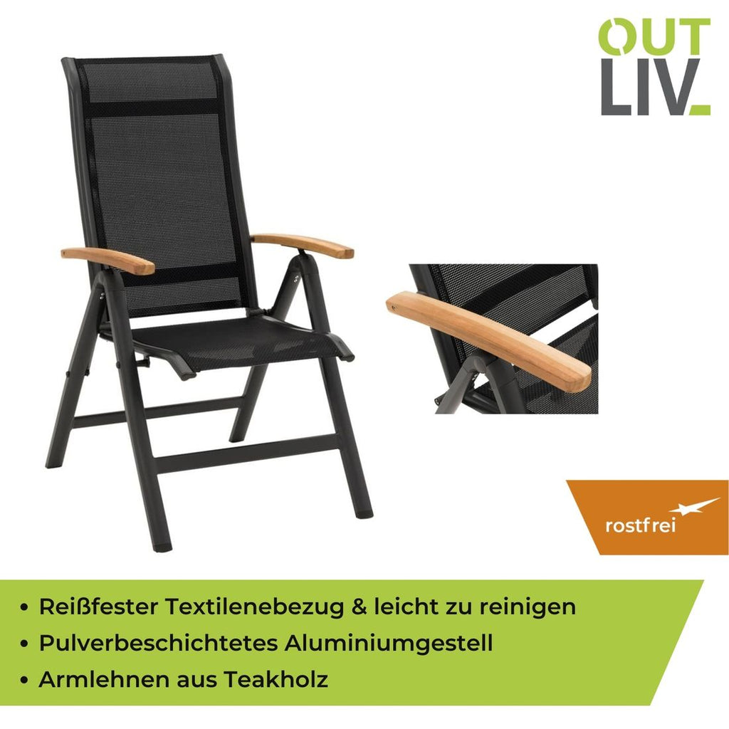 Klappstol ute Alpha aluminium/textilen antrasitt - OUTLIV i bruk utendørs