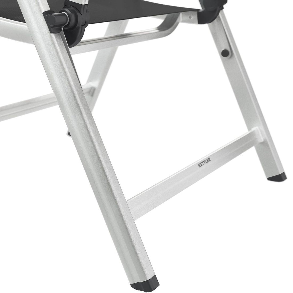 Detalj av aluminiumsramme på klappstol ute Basic Plus aluminium/textilen regulerbar rygg