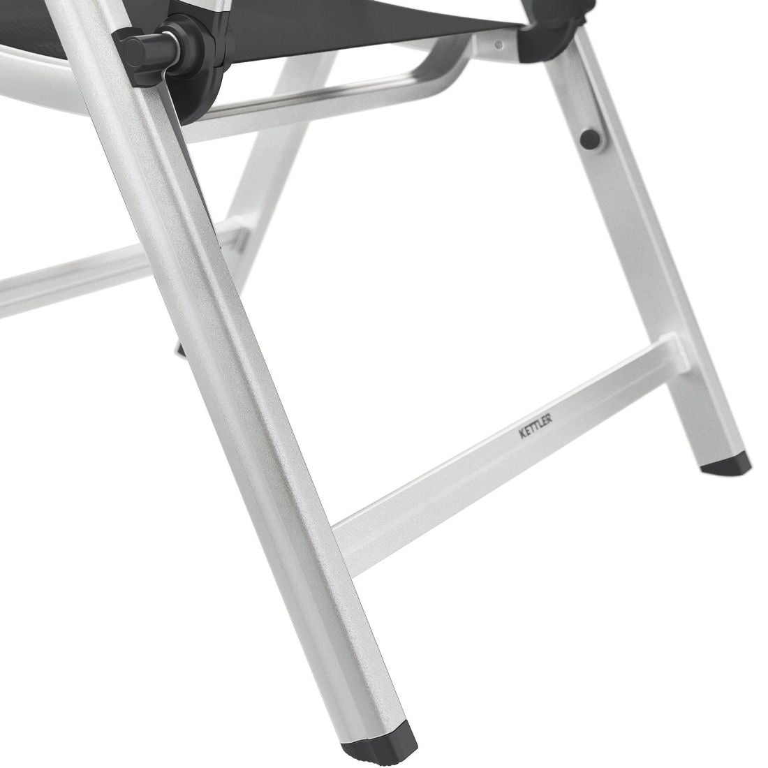Detalj av aluminiumsramme på klappstol ute Basic Plus aluminium/textilen regulerbar rygg