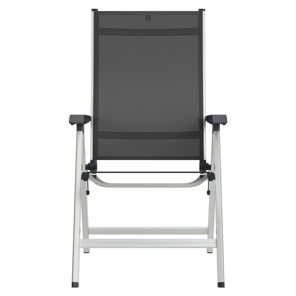 Klappstol ute Basic Plus aluminium/textilen regulerbar rygg sammenfoldet