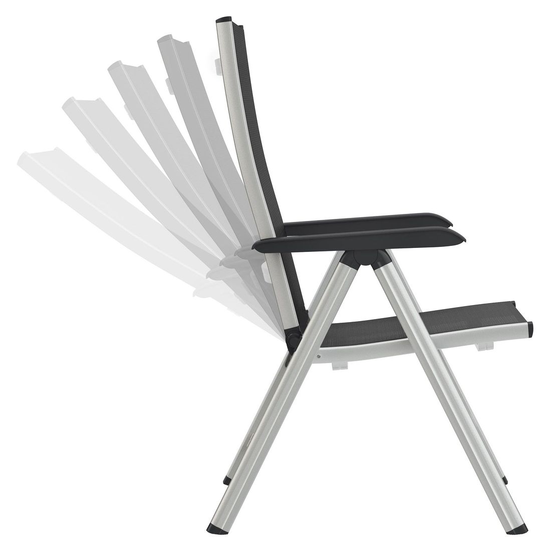 Sideprofil av klappstol ute Basic Plus aluminium/textilen regulerbar rygg