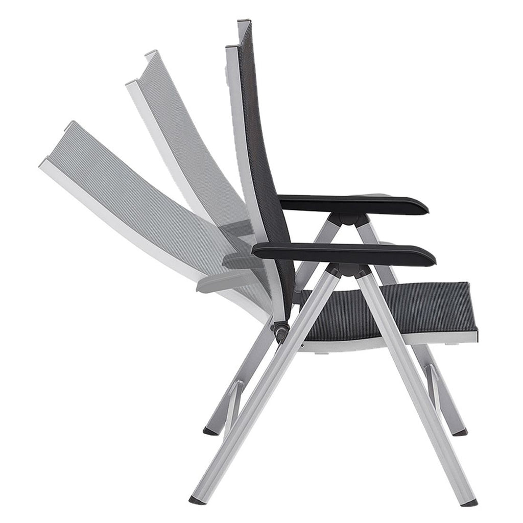 Nærbilde av aluminiumsramme på Klappstol ute Basic+ aluminium/textilen 61 cm