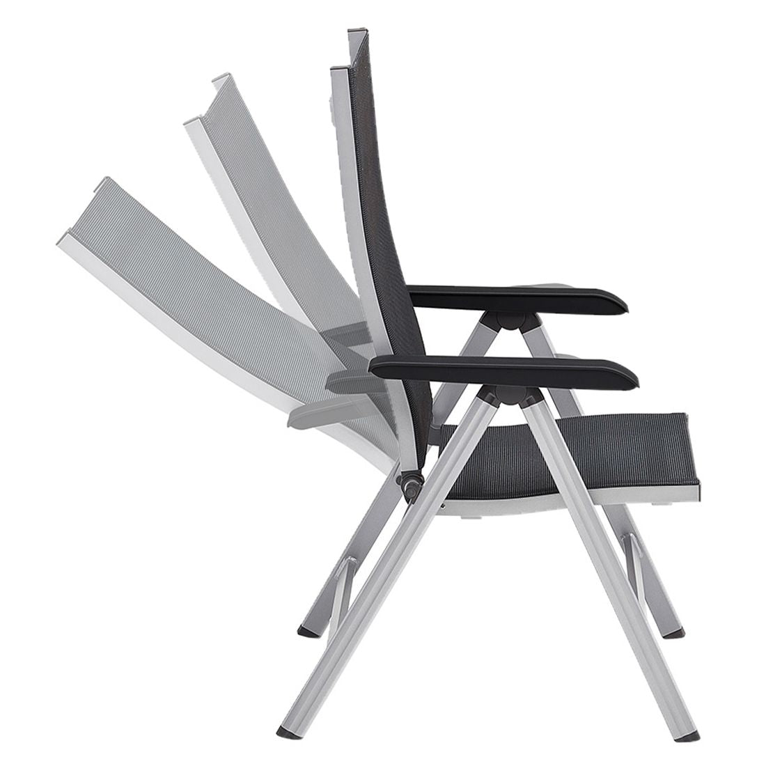 Nærbilde av aluminiumsramme på Klappstol ute Basic+ aluminium/textilen 61 cm