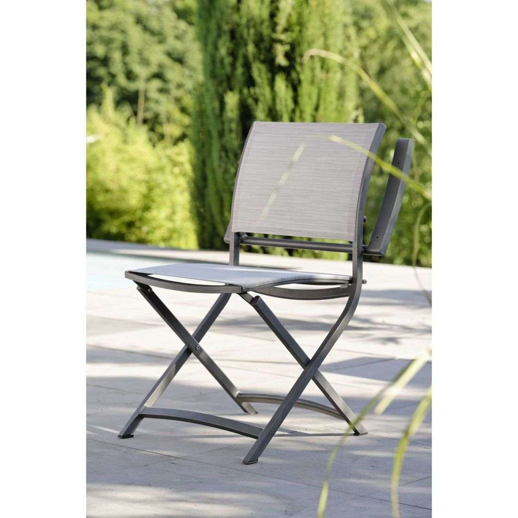 Nærbilde av tekstilen på Klappstol ute Camillo aluminium/textilen 57x56 cm Stern