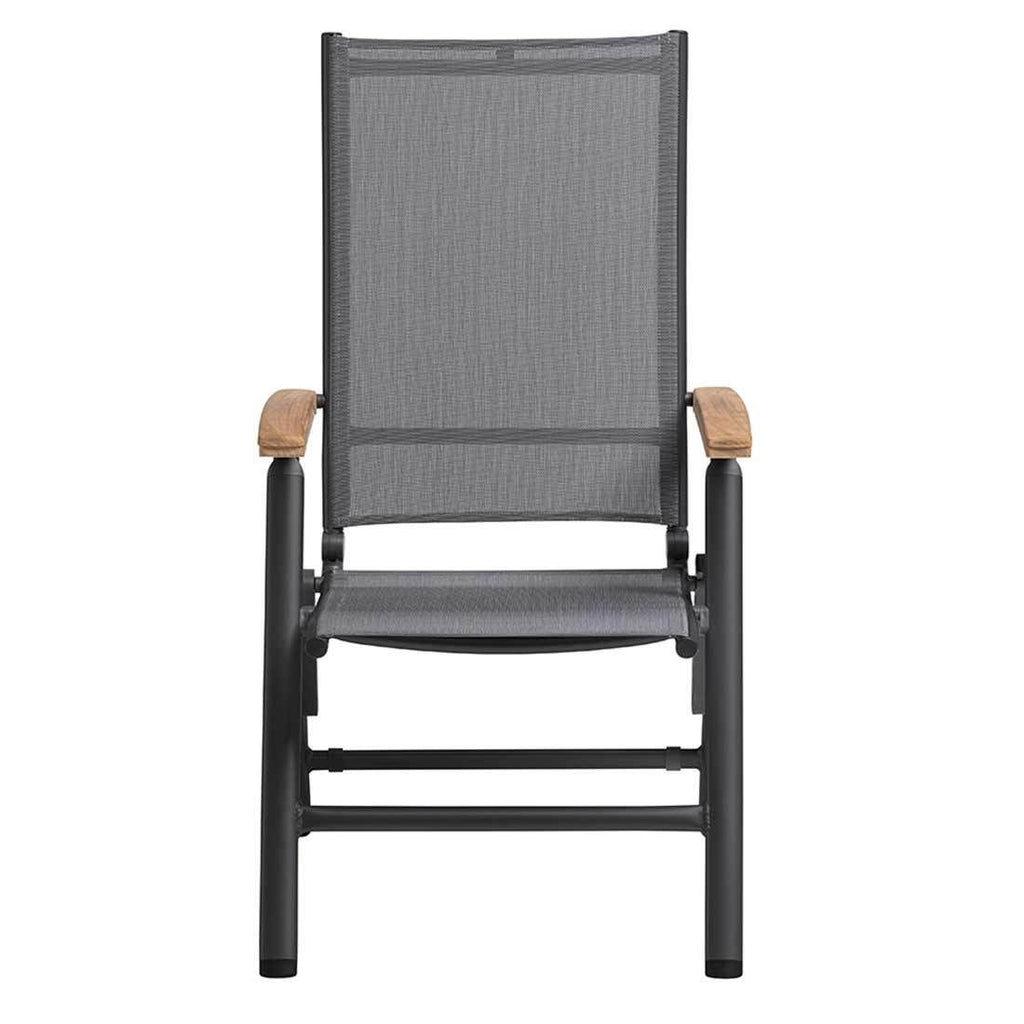 Sammenleggbar funksjon på klappstol ute Cirrus aluminium/teak armlene 62x70 cm - Kettler