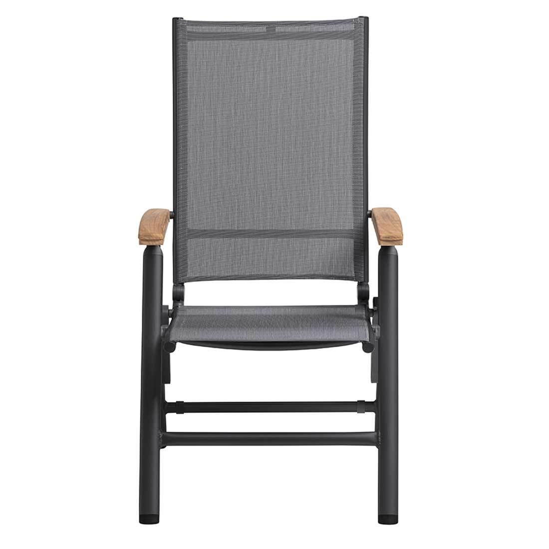 Sammenleggbar funksjon på klappstol ute Cirrus aluminium/teak armlene 62x70 cm - Kettler