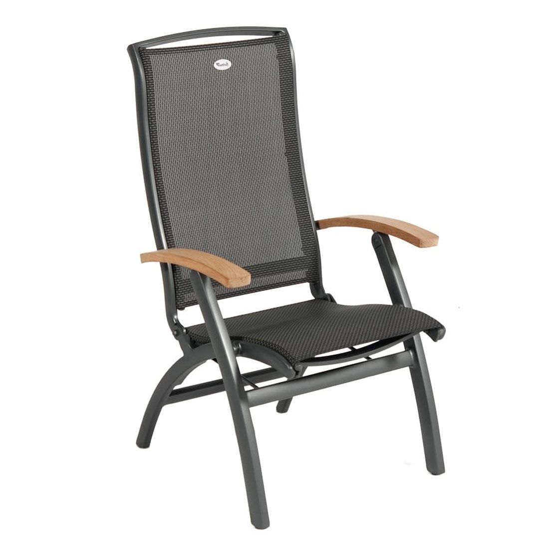 Klappstol ute Da Vinci aluminium/textilen med teak forside